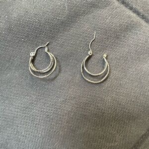 Silver layered hoop earrings